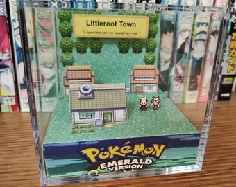 Littleroot Town (Emerald / Ruby / Sapphire), Littleroot Town 3D Diorama Cube, Town Handmade Crystal Diorama Cube, Unique Gift for Gamers