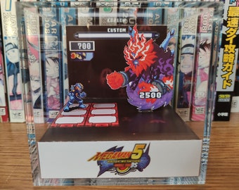 Mega Man Diorama - Mega Man vs Nebula Gray (Battle Network), Mega Man 3D Diorama Cube, Handmade Crystal Diorama Cube, Unique Gift for Gamers