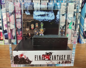 Final Fantasy Diorama - Cyan Phantom Train, Final Fantasy 3D Diorama Cube, Handmade Crystal Diorama Cube, Unique Gift for Gamers