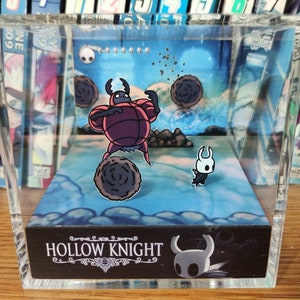 Hollow Knight Diorama - Hollow Knight vs Dung Defender, Hollow Knight 3D Diorama Cube, Handmade Crystal Diorama Cube, Gift for Gamers