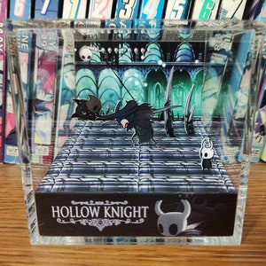 Hollow Knight Diorama - Hollow Knight vs Traitor Lord, Hollow Knight 3D Diorama Cube, Handmade Crystal Diorama Cube, Gift for Gamers