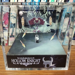 Hollow Knight Diorama - Hollow Knight vs Markoth, Hollow Knight 3D Diorama Cube, Handmade Crystal Diorama Cube, Gift for Gamers