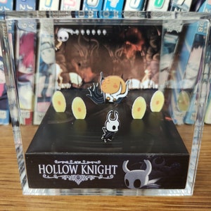 Hollow Knight Diorama - Hollow Knight vs Broken Vessel, Hollow Knight 3D Diorama Cube, Handmade Crystal Diorama Cube, Gift for Gamers