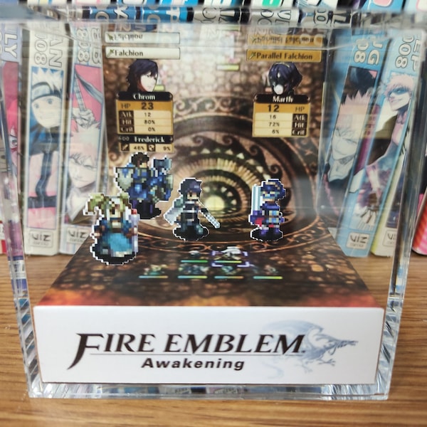 Fire Emblem Diorama - Chrom Vs Masked Marth (Awakening), Chrom Fire Emblem 3D Diorama Cube, Handmade Diorama Cube, Unique Gift for Gamers