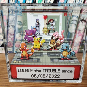 Personnalisable Team Rocket Pokemon anniversaire / boîte de la Saint-Valentin, date d'anniversaire pour couple, diorama d'anniversaire Pokemon 3D, cadeau pour couple