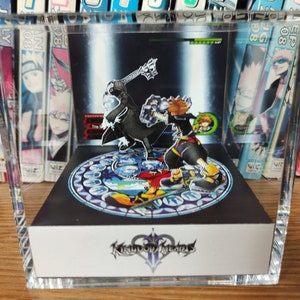 Kingdom Hearts 2 Diorama - Sora vs Roxas, Kingdom Hearts 3D Diorama Cube, Handmade Crystal Diorama Cube, Unique Gift for Gamers