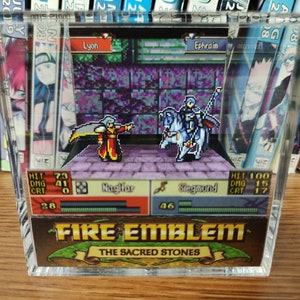Fire Emblem Diorama - Lyon vs Ephraim (The Sacred Stones), Fire Emblem Diorama Cube, Handmade Crystal Diorama Cube, Unique Gift for Gamers