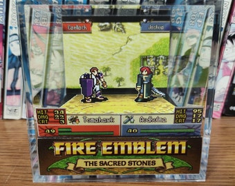 Fire Emblem Diorama - Caellach vs Joshua (Sacred Stones), Caellach vs Joshua Fire Emblem 3D Diorama Handmade Cube, Unique Gift for Gamers
