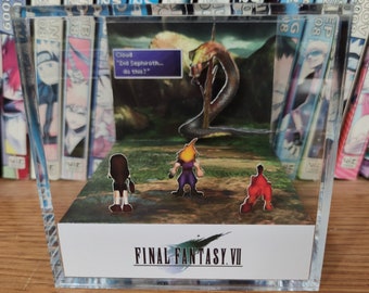Final Fantasy VII - Cloud Did Sephiroth do this? (Snake) - Final Fantasy 3D Diorama Cube, Crystal Diorama Cube, Unique Gift for Gamers