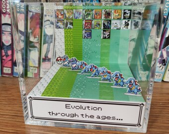 Pokemon Generation Totodile, Totodile Pokemon 3D Diorama Cube, Totodile Handmade Crystal Diorama Cube, Totodile Unique Gift for Gamers