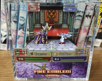 Fire Emblem Diorama - Lilina vs Zephiel (Binding Blade), Fire Emblem 3D Diorama Cube, Handmade Crystal Diorama Cube, Unique Gift for Gamers