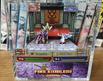 Fire Emblem Diorama - Lilina vs Zephiel (Binding Blade), Fire Emblem 3D Diorama Cube, Handmade Crystal Diorama Cube, Unique Gift for Gamers