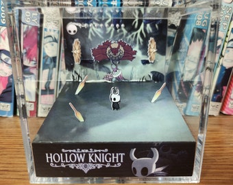 Hollow Knight Diorama - Hollow Knight vs Markoth, Hollow Knight 3D Diorama Cube, Handmade Crystal Diorama Cube, Gift for Gamers