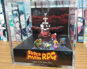 Mario Diorama - Super Mario RPG (Bowser's Castle), Mario 3D Diorama Cube, Handmade Crystal Diorama Cube, Unique Gift for Gamers