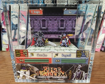 Fire Emblem Diorama - Black Knight vs Ike (Path of Radiance), Ike Fire Emblem 3D Diorama Cube, Handmade Diorama Cube, Unique Gift for Gamers