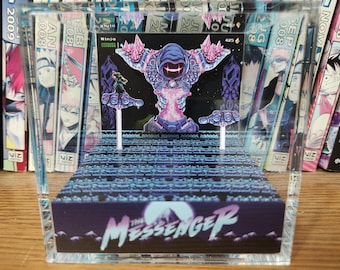 The Messenger (Ninja), The Messenger Arcane Golem Boss Battle Diorama Cube, Handmade Crystal Diorama Cube, Unique Gift for Gamers