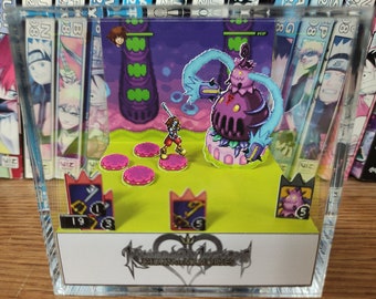 Kingdom Hearts Diorama - Sora vs Parasite Cage, Kingdom Hearts 3D Diorama Cube, Handmade Crystal Diorama Cube, Unique Gift for Gamers