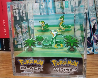 Evolution Serperior (BW), Snivy Servine Serperior 3D Diorama Cube, Serperior Handmade Crystal Diorama Cube, Unique Gift for Gamers
