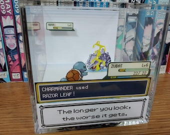 Poke Meme Encounter (Longer you look, the worse it gets), PokeMeme 3D Diorama Cube, Handmade Crystal Diorama Cube, Unique Gift for Gamers