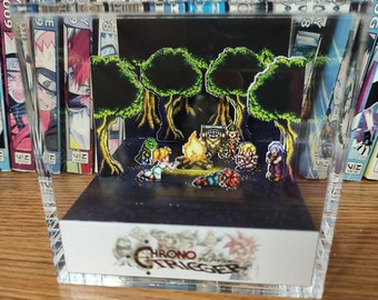 Chrono Trigger Campfire (Campfire Scene), Chrono Trigger 3D Diorama Cube, Handmade Crystal Diorama Cube, Unique Gift for Gamers