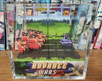 Advance Wars Battle Scenes Variety - Advance Wars 3D Diorama Cube, Handmade Crystal Diorama Cube, Unique Gift for Gamers
