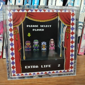 Mario Diorama - Super Mario Bros 2 Select Player (Super Mario Bros) 3D Diorama Cube, Handmade Crystal Diorama Cube, Unique Gift for Gamers