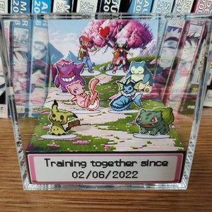 CUSTOMIZABLE Pokemon Cherry Blossom Anniversary /Valentine's Box, Pokemon Couple's Anniversary, Pokemon 3D Anniversary Diorama, Couples Gift