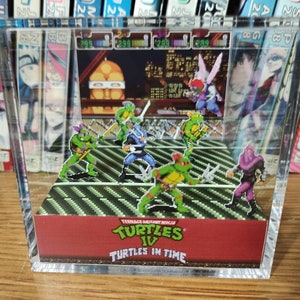 Teenage Mutant Ninja Turtles TMNT, Turtles in Time TMNT 3D Diorama Cube, Handmade Crystal Diorama Cube, Unique Gift for Gamers