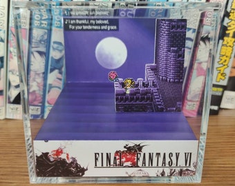 Final Fantasy Diorama - Cele Opera, Cele Opera Final Fantasy 3D Diorama Cube, Handmade Crystal Diorama Cube, Unique Gift for Gamers