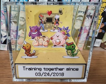 CUSTOMIZABLE Pokemon Desert Anniversary / Valentine's Box, Pokemon Couple's Anniversary Date, 3D Anniversary Diorama, Gift for Couples