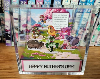 CUSTOMIZABLE Happy Mother's Day Pokemon Box, Pokemon Happy Mother's Day, Mothers Day 3D Diorama, Mom Gift Diorama, Unique Gift for Mom