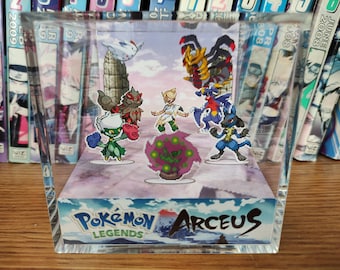 Pokemon Legends Arceus Volo Team Diorama Box, Volo Lucario Roserade Giratina Togekiss Spiritomb Pixel Art Display, Pokemon Collector Gift