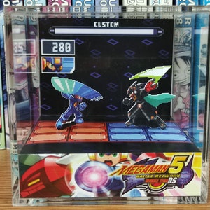 Mega Man Diorama - Mega Man vs Colonel (Battle Network), Mega Man 3D Diorama Cube, Handmade Crystal Diorama Cube, Unique Gift for Gamers