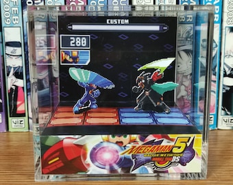 Mega Man Diorama - Mega Man vs Colonel (Battle Network), Mega Man 3D Diorama Cube, Handmade Crystal Diorama Cube, Unique Gift for Gamers