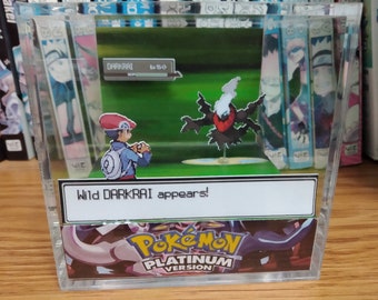 Darkrai Encounter, Darkrai 3D Diorama Cube, Darkrai Handmade Crystal Diorama Cube, Unique Gift for Gamers