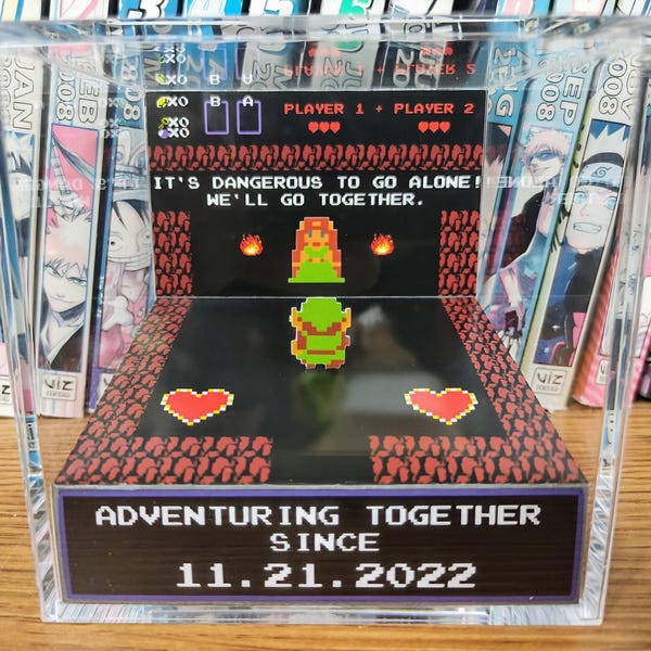 Diorama de aniversario de parejas de The Legend of Zelda: "Iremos juntos" regalo de San Valentín, cubo 3D de Zelda hecho a mano, regalo de Link para parejas
