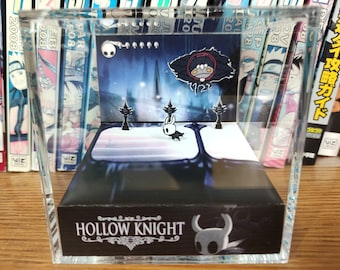 Hollow Knight Diorama - Hollow Knight vs Soul Master, Hollow Knight 3D Diorama Cube, Handmade Crystal Diorama Cube, Gift for Gamers