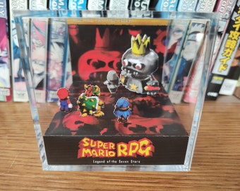 Mario Diorama - Super Mario RPG (Enraged Smithy), Mario 3D Diorama Cube, Handmade Crystal Diorama Cube, Unique Gift for Gamers
