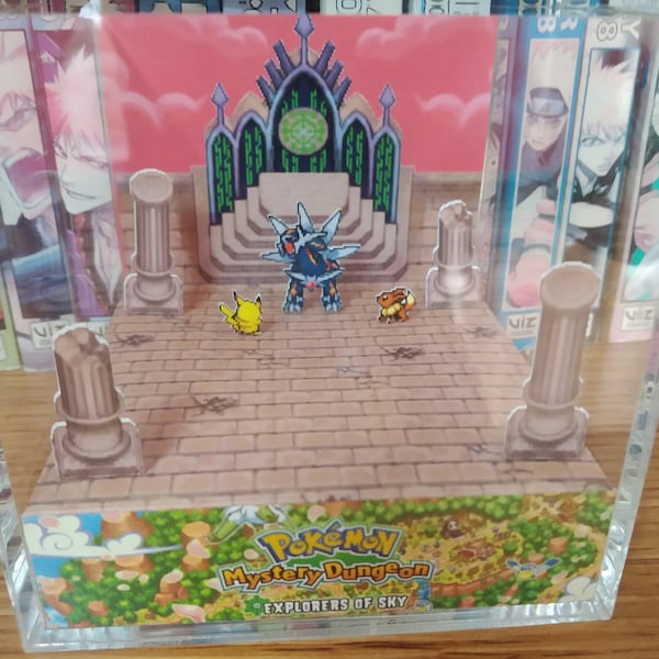 CUSTOMIZABLE Mystery Dungeon Explorers of Sky (e.g., Pikachu / Eevee) 3D Diorama Cube, Handmade Crystal Diorama Cube, Unique Gift for Gamers