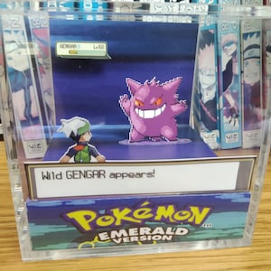 Gengar Encounter, Gengar 3D Diorama Cube, Gengar Handmade Crystal Diorama Cube, Unique Gift for Gamers