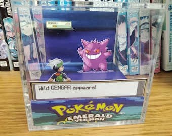 Gengar Encounter, Gengar 3D Diorama Cube, Gengar Handmade Crystal Diorama Cube, Unique Gift for Gamers
