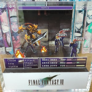 Final Fantasy VII Diorama - Cloud in Battle, Final Fantasy 3D Diorama Cube, Handmade Crystal Diorama Cube, Unique Gift for Gamers