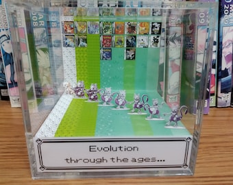 Pokemon Generation Mewtwo, Mewtwo Pokemon 3D Diorama Cube, Mewtwo Pokemon Handmade Crystal Diorama Cube, Mewtwo Unique Gift for Gamers