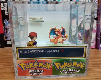 Charizard Encounter, Charizard 3D Diorama Cube, Charizard Handmade Crystal Diorama Cube, Unique Gift for Gamers