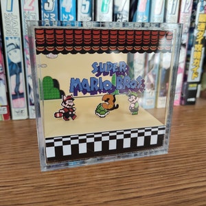 Mario Diorama Super Mario Bros 3 Super Mario Bros 3 Title, Mario 3D Diorama Cube, Handmade Crystal Diorama Cube, Unique Gift for Gamers image 5