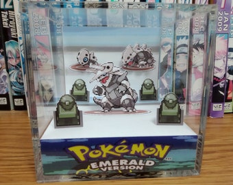 Evolution Aggron (Emerald), Aron Lairon Aggron 3D Diorama Cube, Aggron Handmade Crystal Diorama Cube, Unique Gift for Gamers