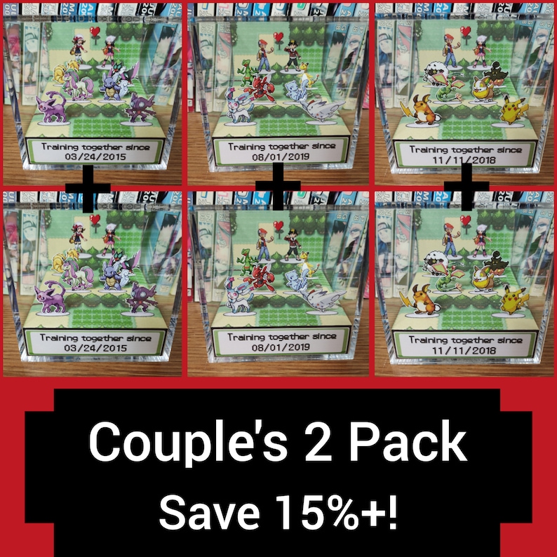 Caja de aniversario/San Valentín de Pokémon del Equipo Rocket PERSONALIZABLE, fecha de aniversario de pareja, diorama de aniversario 3D de Pokémon, regalo para parejas imagen 11
