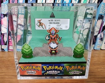 Pokemon Deoxys (Birth Island), Pokemon Deoxys 3D Diorama Cube, Pokemon Deoxys Handmade Crystal Diorama Cube, Deoxys Unique Gift for Gamers