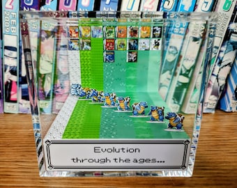 Pokemon Generation Blastoise, Blastoise Pokemon 3D Diorama Cube, Blastoise Handmade Crystal Diorama Cube, Blastoise Unique Gift for Gamers