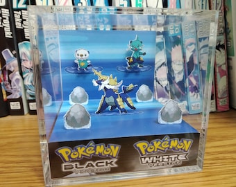 Evolution Samurott (BW), Oshawott Dewott Samurott 3D Diorama Cube, Samurott Handmade Crystal Diorama Cube, Unique Gift for Gamers